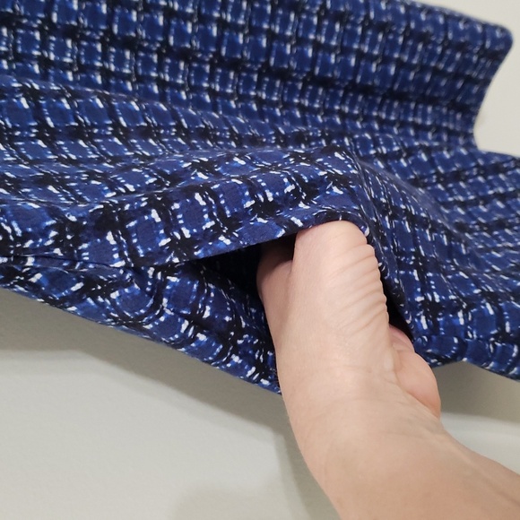 J. McLaughlin Mini Dress Blue Patterned  XS Pockets Neutral Casual Academia - Picture 5 of 14